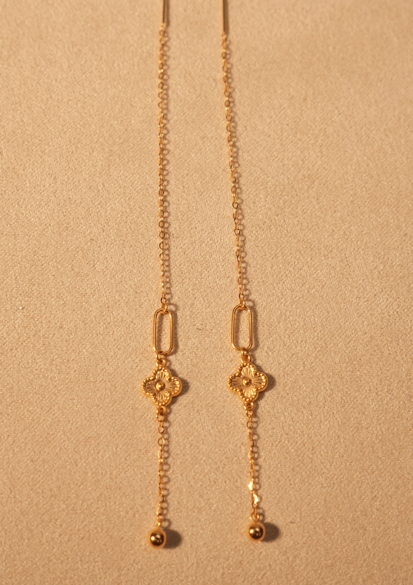 Orivelle 18K Real Gold Tictac Clover with Ball Earring – 0.67g | Elegant, Hypoallergenic, True Gold Quality