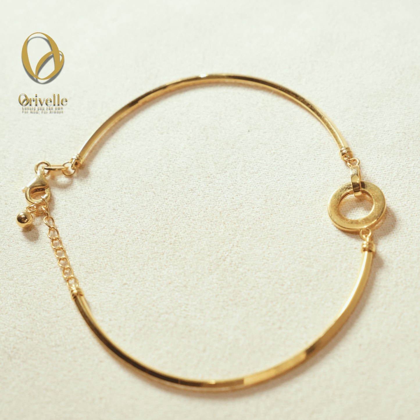 Orivelle 18K Real Gold Circle Textured Bangle – 3.6g | Pawnable, Hypoallergenic, Fade-Free, Lightweight Investment Fine Jewelry