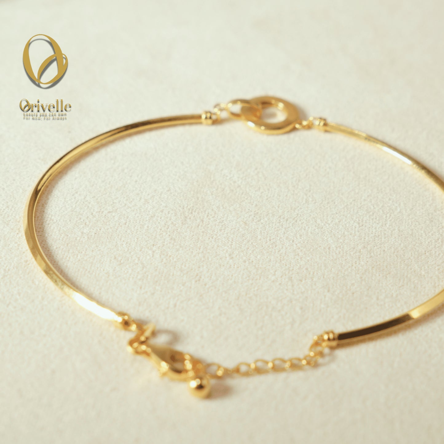 Orivelle 18K Real Gold Circle Textured Bangle – 3.6g | Pawnable, Hypoallergenic, Fade-Free, Lightweight Investment Fine Jewelry