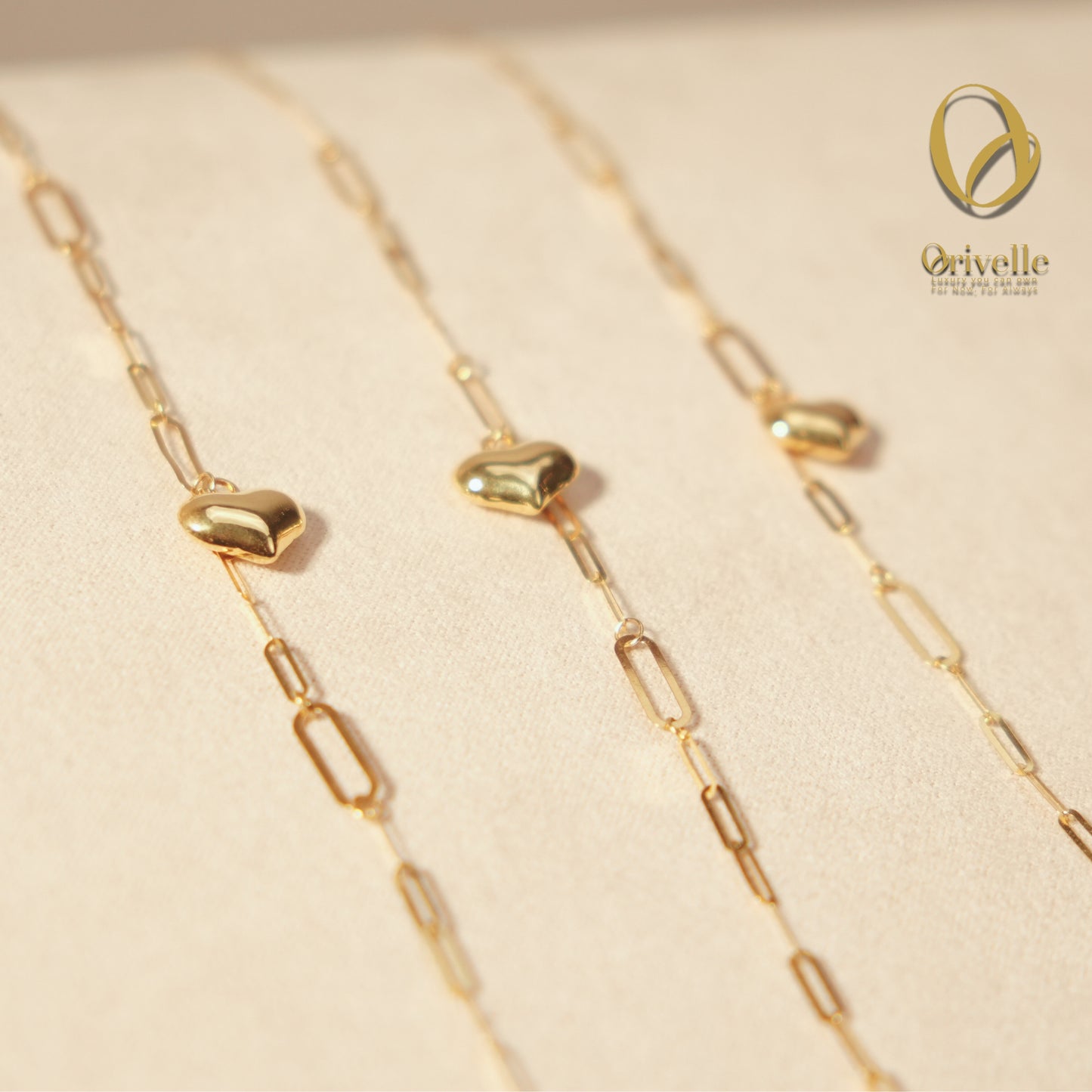 Orivelle 18K Real Gold Paperclip Chain Bracelet with Solid Heart Pendant – 0.6g | Pawnable, Hypoallergenic, Fade-Free, Everyday Fine Jewelry