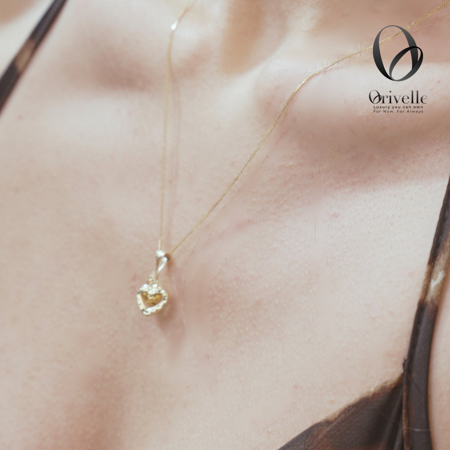 Orivelle 18K Real Gold Double 3D Heart Pendant – 0.4g | Two Hearts Design | Pawnable, Hypoallergenic, Fade-Free Fine Jewelry