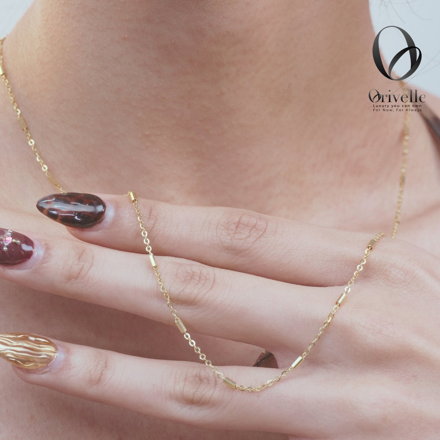 Orivelle 18K Real Gold Tauco Chain with Bar Necklace – 2.5g | Pawnable, Hypoallergenic, Fade-Free, Modern Minimalist Fine Jewelry