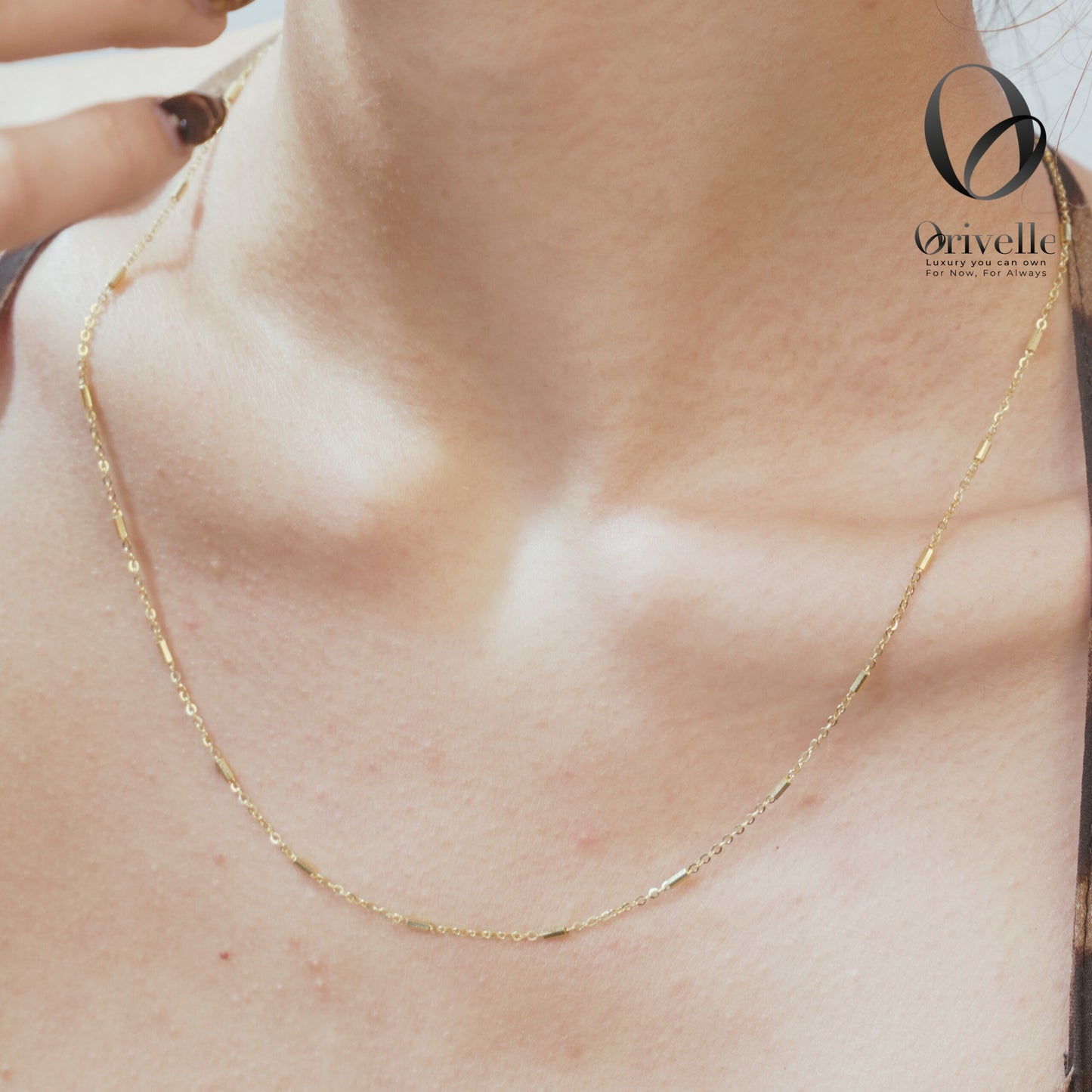 Orivelle 18K Real Gold Tauco Chain with Bar Necklace – 2.5g | Pawnable, Hypoallergenic, Fade-Free, Modern Minimalist Fine Jewelry