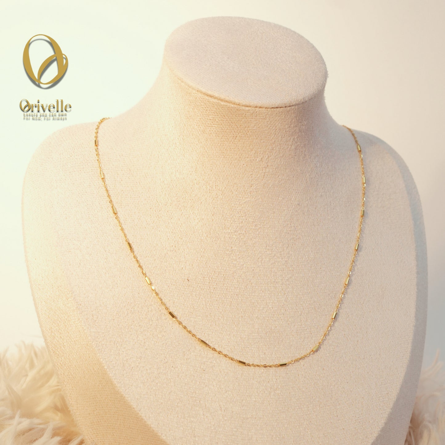 Orivelle 18K Real Gold Tauco Chain with Bar Necklace – 2.5g | Pawnable, Hypoallergenic, Fade-Free, Modern Minimalist Fine Jewelry