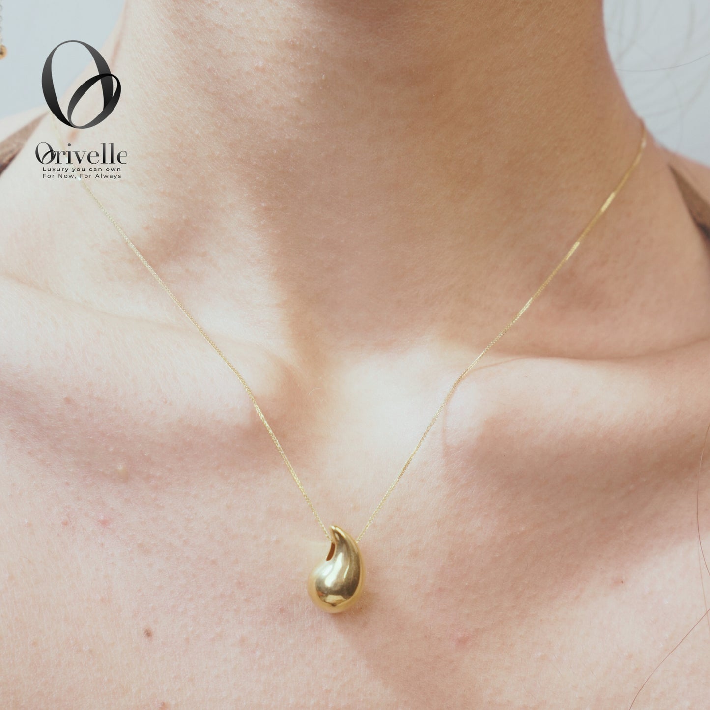 Orivelle 18K Real Gold Teardrop Pendant – 1.4g | Pawnable, Hypoallergenic, Fade-Free, Elegant Fine Jewelry