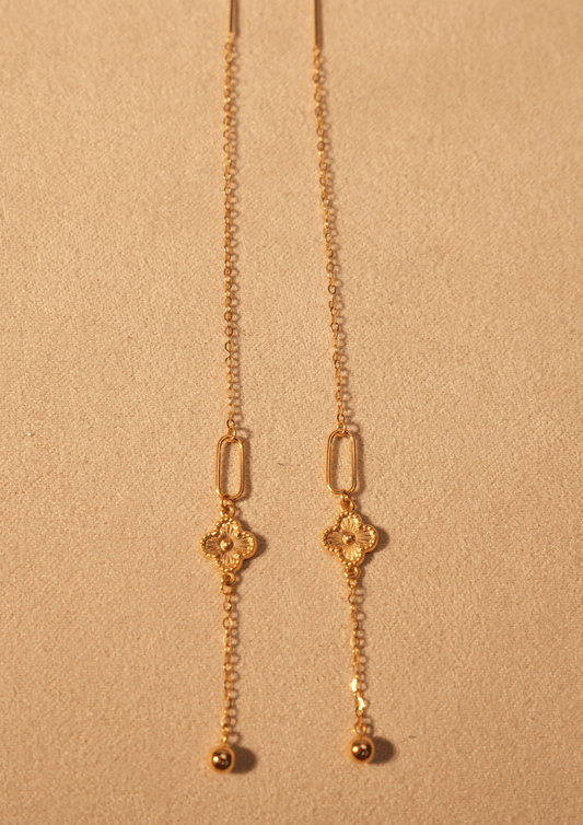 Orivelle 18K Real Gold Tictac Clover with Ball Earring – 0.67g | Elegant, Hypoallergenic, True Gold Quality
