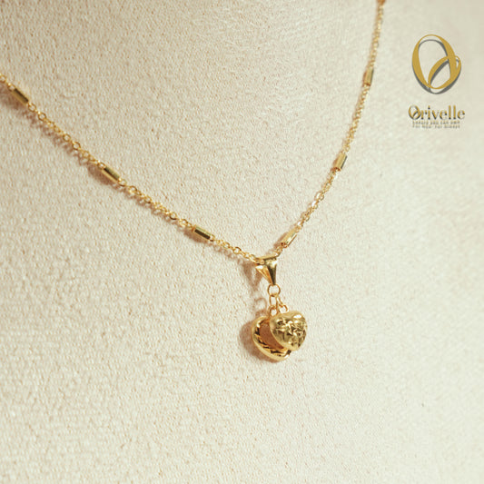 Orivelle 18K Real Gold Double 3D Heart Pendant – 0.4g | Two Hearts Design | Pawnable, Hypoallergenic, Fade-Free Fine Jewelry
