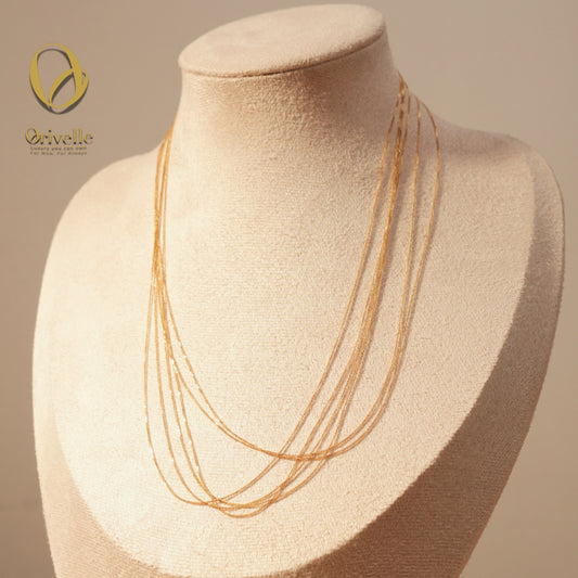 Orivelle 18K Real Gold Foxtail Chain Necklace – 0.5g | Pawnable, Hypoallergenic, Fade-Free, Unisex Lightweight Fine Jewelry