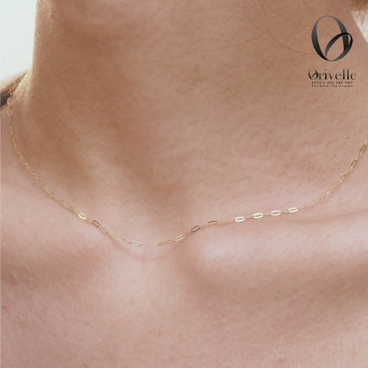 Orivelle 18K Real Gold Paperclip Chain Necklace – 0.6g | Pawnable, Hypoallergenic, Fade-Free, Trendy Everyday Fine Jewelry