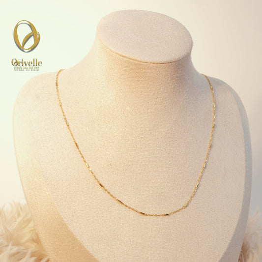 Orivelle 18K Real Gold Tauco Chain with Bar Necklace – 2.5g | Pawnable, Hypoallergenic, Fade-Free, Modern Minimalist Fine Jewelry